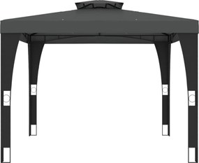 vidaXL Κιόσκι με Διπλή Οροφή Ανθρακί 2,98x2,98 μ. Ατσάλινο