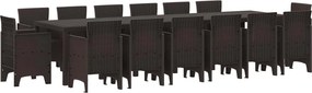 vidaXL Σέτ φαγητού για κήπο 15 pcs Καφέ Rattan Polt