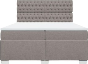 vidaXL Κρεβάτι Boxspring με Στρώμα Taupe 200x200 εκ. Υφασμάτινο