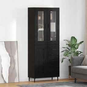 vidaXL Highboard με συρτάρι 2 pcs Μαύρη Οξυά Επεξεργασμένο ξύλο