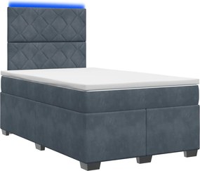 vidaXL Κρεβάτι box spring με στρώμα Σκούρο Γκρι 120 x 200 cm Βελούδο