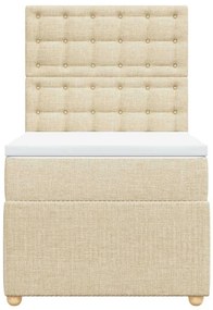 vidaXL Κρεβάτι Boxspring με Στρώμα Κρεμ 100 x 200 εκ. Υφασμάτινο