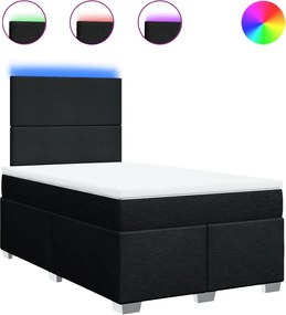 vidaXL Κρεβάτι Boxspring με Στρώμα Μαύρο 120x200 εκ. Υφασμάτινο