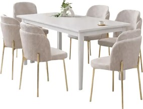 Stewehome Παρις σετ τραπεζαρίας 6 ατόμων λευκό μπεζ 44x45x105 cm
