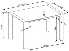Τραπέζι Houston 123, Γυαλιστερό λευκό, 76x80x130cm, 53 kg, Επιμήκυνση, Ινοσανίδες μέσης πυκνότητας, Μέταλλο | Epipla1.gr