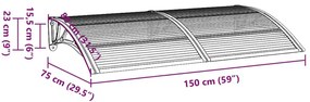 Στέγαστρο Πόρτας Μαύρο &amp; Διαφανές 150 x 75 εκ από Πολυκαρβονικό - Μαύρο