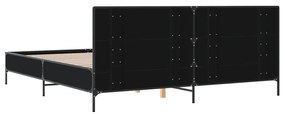 Πλαίσιο Κρεβατιού Μαύρο 180 x 200 εκ. Επεξ. Ξύλο &amp; Μέταλλο - Μαύρο