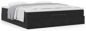 vidaXL Οθωμανικό κρεβάτι με στρώμα Μαύρο 160x200cm Velvet