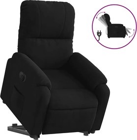 vidaXL Πολυθρόνα Ηλεκ. Ανακλινόμενη Ανύψωση Μαύρο Ύφασμα Μικροϊνών