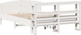 vidaXL Σκελετός Κρεβ. Χωρίς Στρώμα Λευκό 140x190 εκ Μασίφ Πεύκο