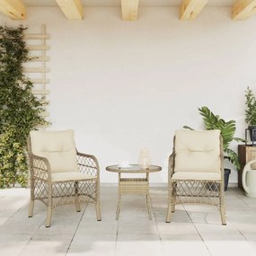 vidaXL Καρέκλες Κήπου 2 τεμ. Μπεζ από Συνθετικό Ρατάν με Μαξιλάρια