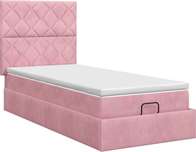 vidaXL Κρεβάτι Ottoman με στρώμα Ροζ 90 x 200 cm Βελούδο