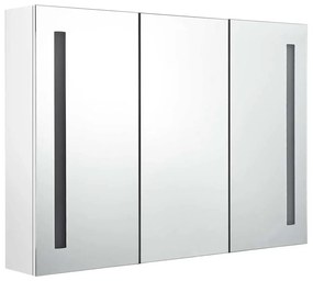 vidaXL Καθρέφτης Μπάνιου με Ντουλάπι &amp; LED Γυαλ. Λευκό 89x14x62 εκ.
