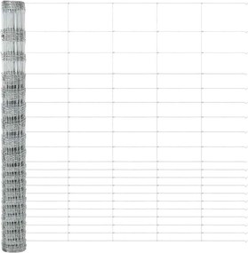 vidaXL Εξωτερική άγρια περίφραξη με στήλες 25 x 1,6 μ Ασημί Δίχτυ
