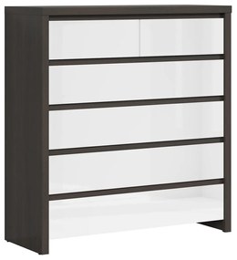 Σιφονιέρα Boston E125, Wenge, Γυαλιστερό λευκό, Με συρτάρια, 112x105x41cm