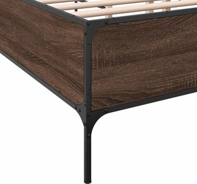 vidaXL Πλαίσιο Κρεβατιού Καφέ Δρυς 150x200 εκ. Επεξ. Ξύλο &amp; Μέταλλο