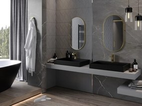Mexen Loft οβάλ καθρέφτης μπάνιου 80 x 45 cm, χρυσή βουρτσισμένη κορνίζα