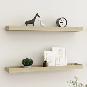 vidaXL Ράφια Τοίχου με Εσοχή 2 τεμ. Δρυς 80 x 15 x 4 εκ. από MDF