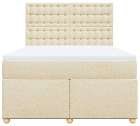 vidaXL Κρεβάτι Boxspring με Στρώμα Κρεμ 140x190 εκ. Υφασμάτινο