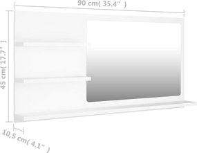 vidaXL Καθρέφτης Μπάνιου Λευκός 90 x 10,5 x 45 εκ. Επεξ. Ξύλο