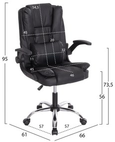 ΚΑΡΕΚΛΑ ΓΡΑΦΕΙΟΥ CANAN  ΜΑΥΡO PVC-ΜΑΥΡΟ NYLON-ΒΑΣΗ ΧΡΩΜΙΟΥ 69x48x98Υεκ.