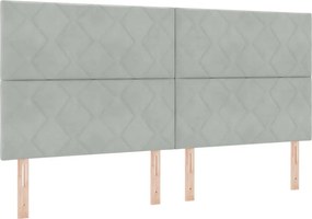 vidaXL LED κεφαλάρι Ανοιχτό γκρι 200 cm Βελούδο