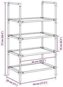 Ράφι παπουτσιών 4 επιπέδων μαύρο 44x28x77 cm μη υφασμένο ύφασμα - Μαύρο