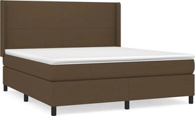 vidaXL Κρεβάτι Boxspring με Στρώμα Σκούρο Καφέ 160x200 εκ Υφασμάτινο