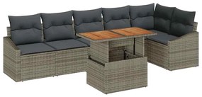 vidaXL Σετ Καναπέ Κήπου με αποθήκευση 7 pcs Γκρι Πολυ ράταν