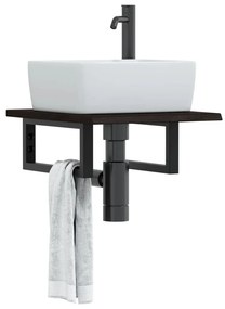 Ράφι Νιπτήρα Τοίχου από Ατσάλι / Μασίφ Ξύλο Δρυός