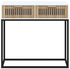 Τραπέζι Κονσόλα Λευκό 80x30x75 εκ. Επεξεργασμένο Ξύλο / Σίδερο - Λευκό