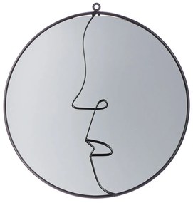 Καθρέφτης "Face" Μέταλλο Καθρέφτης Γυάλινο Μαύρο PU L. cm H. 42 cm D. 40 cm