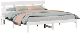 Σκελετός Κρεβατιού Λευκό 200 x 200 cm Μασίφ ξύλο πεύκου