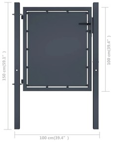 vidaXL Πόρτα Περίφραξης Κήπου Ανθρακί 100 x 100 εκ. Ατσάλινη