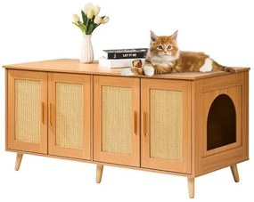 VEVOR Cat Litter Box Enclosure Wooden Litter Box Furniture Hidden for 2 Cats