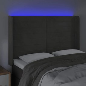 Κεφαλάρι Κρεβατιού LED Σκούρο Γκρι 147x16x118/128εκ. Βελούδινο 3124237