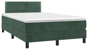 Κρεβάτι Boxspring με Στρώμα & LED Σκ. Πράσινο 120x190εκ Βελούδο - Πράσινο