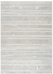 Δερμάτινο Χειροποίητο Χαλί Skin Stripes Acid White-Silver