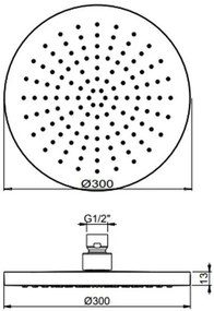 Κεφαλή ντουζ Emotion στρόγγυλη-Διάμετρος 30 εκ.-Leuko mat