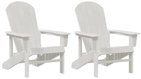 vidaXL Καρέκλες Adirondack 2 τμχ Λευκό 74x82x90 εκ HDPE