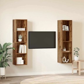 vidaXL Σετ επίπλου τηλεόρασης 2 pcs Καφέ Επεξεργασμένο Ξύλο