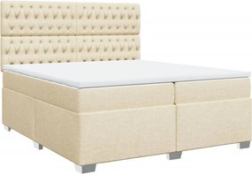 vidaXL Κρεβάτι Boxspring με Στρώμα Κρεμ 200x200 εκ. Υφασμάτινο