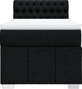 vidaXL Κρεβάτι Boxspring με Στρώμα Μαύρο 100 x 200 εκ. Υφασμάτινο