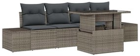 vidaXL Σετ Καναπέ Κήπου με μαξιλάρι 5 pcs Γκρι 100 x 55 x 73 εκ