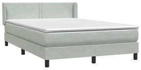 Κρεβάτι Boxspring με Στρώμα Ανοιχτό Γκρι 160x220 εκ. Βελούδινο - Γκρι