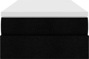 vidaXL Οθωμανικό κρεβάτι με στρώμα Μαύρο 90x200cm Ύφασμα