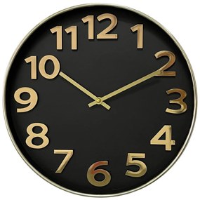 Ρολόι Τοίχου ArteLibre Μαύρο/Χρυσό Πλαστικό Φ36x4.2cm