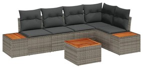 vidaXL Σετ Καναπέ Κήπου με μαξιλάρι 6 pcs Γκρι Πολυ ράταν