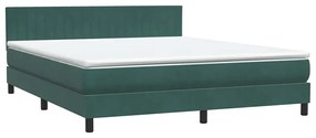 vidaXL Κρεβάτι Boxspring με Στρώμα Σκούρο Πράσινο 180x210εκ. Βελούδινο