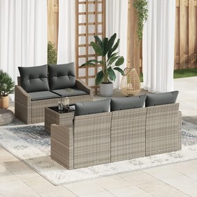 vidaXL Σετ 6 Τεμαχίων Καναπέ Κήπου με Μαξιλάρια Ανοιχτό Γκρι Ρατάν